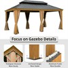 DOMETOUR 12'x20' Aluminum Wood-Look Hardtop Gazebo with Steel Double Canopy, Curtains & Netting for Patio, Deck, Backyard - 2 of 4