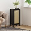 Rattan Nightstand with Woven Door, Bamboo Bedside Table with Metal Handles, 30" Storage Cabinet for Bedroom in Black/Natural Color - 2 of 4