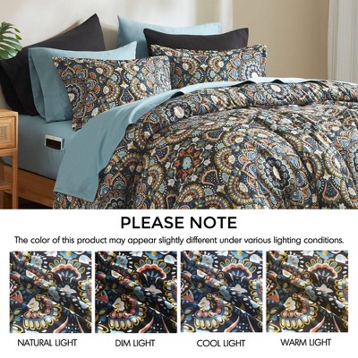 Regency Heights 9Pcs Boho Style BIAB Comforter Set, Cloud-like Ultra Soft Touch Bedding, Lightweight Bed Set with Matching Shams, Black, Queen — фото 6