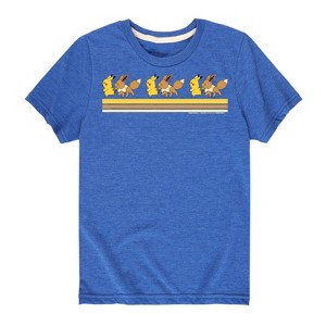 Boys' - Pokémon - Pikachu Eevee Friends Retro Stripe Short Sleeve Graphic T-Shirt - 1 of 4