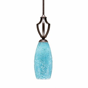 Toltec Lighting Zilo 1 - Light Pendant in  Dark Granite with 5.5" Turquoise Fusion Shade - 1 of 1