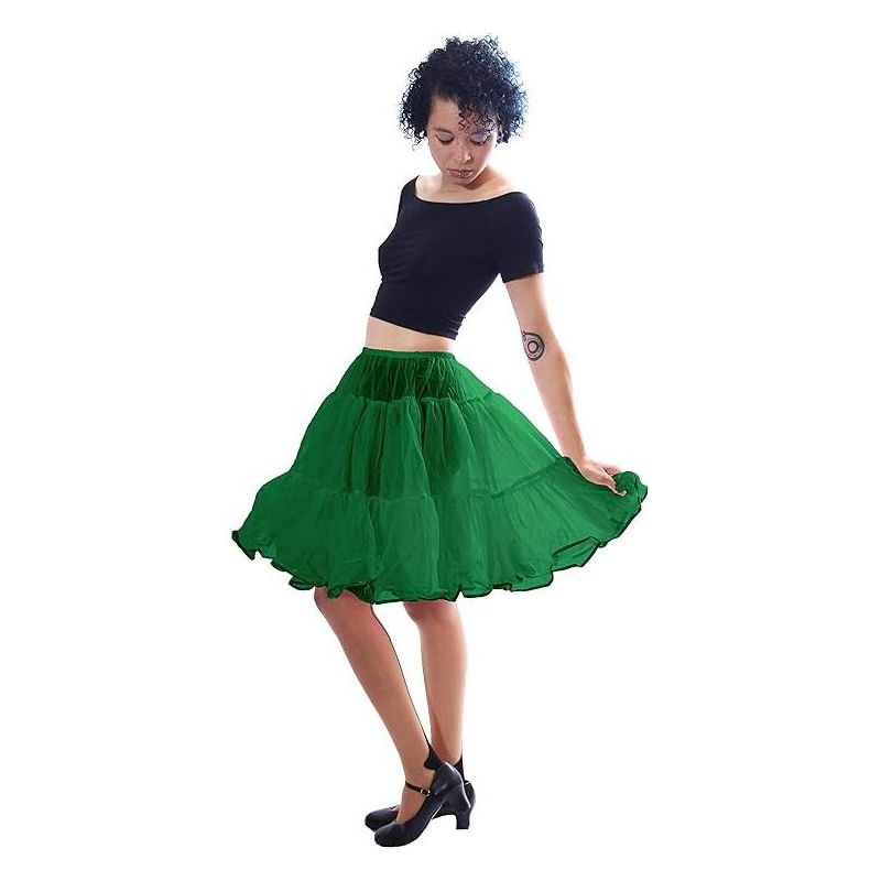 Bella Sous | Organza Petticoat | Adults Classic Multi-Layered Short Skirt Perfect Dance Performances | 416 (Kelly Green, One Size), 1 of 4
