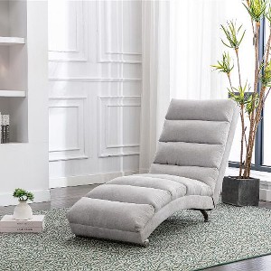 Kumasinova Electric Massage Recliner Chair with 5 Modes, Linen Upholstered Chaise Lounge with Remote Control & Side Pocket, Tufted Accent Chair - 1 of 4