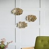 GlasFlength Wall Art Flowers Decorations 3D Flowers Wall Decoration with 3 Piece Rustic Wall Art for Living Room, Gold, 30.2"*2.4"*10.2" - 2 of 4