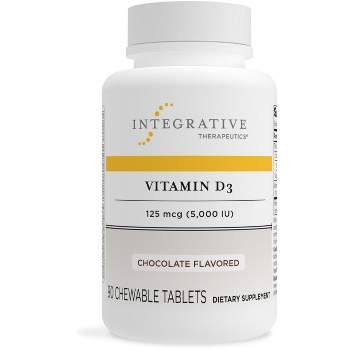 Integrative Therapeutics Vitamin D3 125 mcg (5,000 IU) - Gluten Free – Zero Sugar - 90 Chocolate Flavored Chewable Tablets