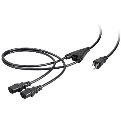 Monoprice Power Cord Splitter - 6 Feet - Black | NEMA 5-15P to 2x IEC 60320 C13, 18AWG, 10A/1250W, SJT