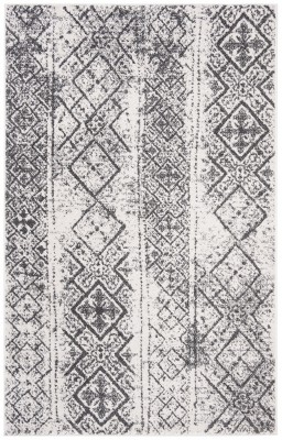 Silver & Black Synthetic Reversible Area Rug 59"x76"