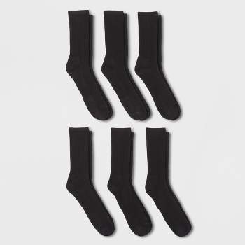 Men's Big & Tall Crew Athletic Socks 6pk - Goodfellow & Co™ Black 13-15