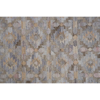 Gray Geometric Flat Woven Synthetic Area Rug 8' x 10'