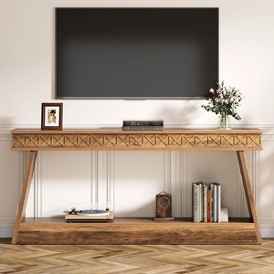 Hommoo 70.8" Farmhouse Console Table Brown - 1 of 4