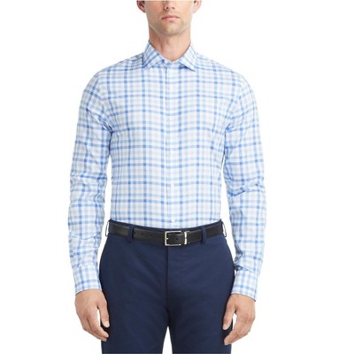Tommy Hilfiger Mens TH Flex Button Down Dress Shirt, blue, 16 Neck, 34-35 Length