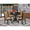 HomeStock 5-Piece Round Wirebrushed Black Finish Solid Wood Top Dining Table with 4 Parson Chair - 2 of 4