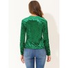 INSPIRE CHIC Women's Casual Vintage Velvet Crew Neck Long Sleeve T-shirts - 3 of 4