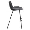 Faux Leather Counter Stool 35.6" H, Black With Powder Coated Steel Frame and Armrests by Zuo Modern (Set of 2) - 4 of 4