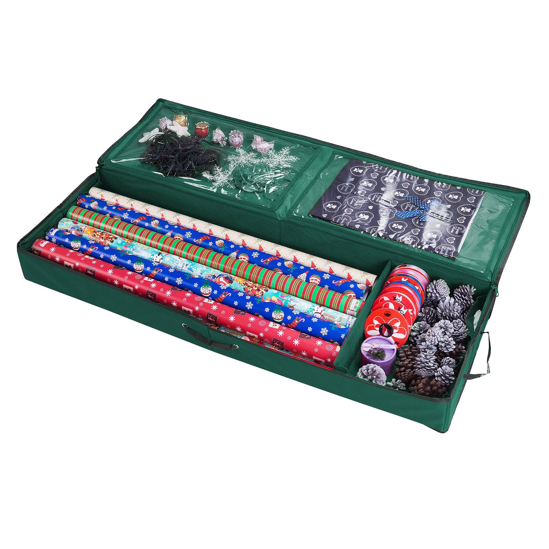 Elf Stor 40.5''X13.25''X4.5'' Wrapping Paper Storage Organizer Green