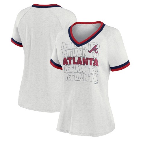 Mlb Atlanta Braves Women's Short Sleeve V-neck Fashion T-shirt : Target