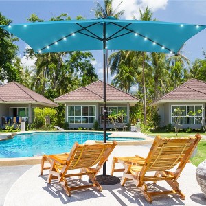 Sonkuki 10x6.5 ft LED Rectangular Patio Market Umbrella w/Tilt Adjustment - 1 of 4