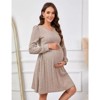 BLUEMING Maternity Rib-Knit Contour Dress - V-Neck Long Sleeve Mid-Length Dress for Baby Celebrations & Autumn Gatherings - 4 of 4