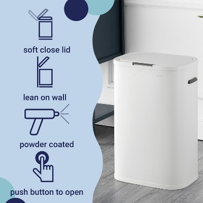 Tammi 14.5-Gallon Cotton White Metal Push Button Trash Can