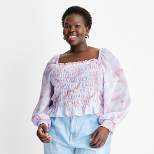 Women's Long Sleeve Smocked Bodice Top - Future Collective™ with Gabriella Karefa-Johnson