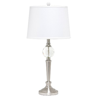 Elegant Silver Crystal Drop Floor & Table Lamp Trio Set with White Shades