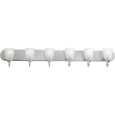 Progress Lighting Gather 6-Light Bath Bracket, Polished Chrome, Etched Glass Shades