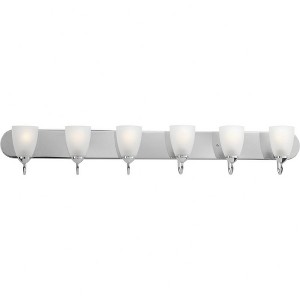 Progress Lighting Gather 6-Light Bath Bracket, Polished Chrome, Etched Glass Shades - 1 of 4