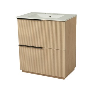 Dexmalle Green Fluted Design 30" Bathroom Vanity with Full-Extension Drawers - 1 of 4