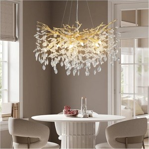 10 - Light 30" Luxury Real Crystal Chandeliers Dimmable Kitchen Island Square - 1 of 4