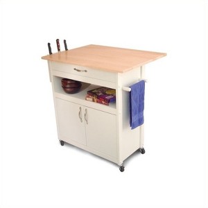 Wood Butcher Block Kitchen Cart in White - Catskill Craftsmen - 1 of 1