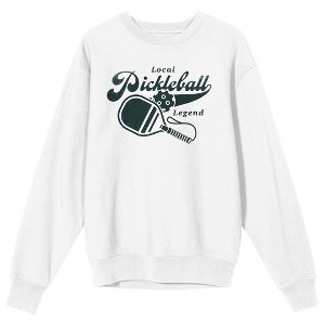 Local Pickleball Legend Women's Vintage-Inspired White Crew Neck Sweatshirt - 1 of 3