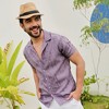 Campus Sutra Men Men's Plum Purple Embroidered Heathered Shirt - 2 of 3