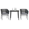 vidaXL Patio Dining Set with Cushions Table and Chairs Set Poly Rattan Glass - Black 31.5" x 31.5" x 29.1" 2 Items - 2 of 4