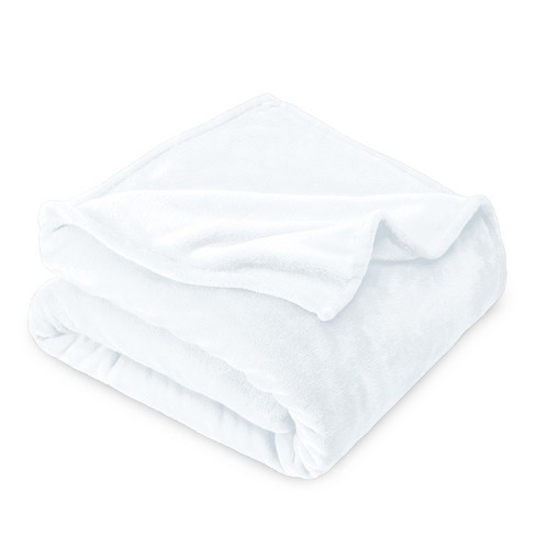 White Microplush Throw Fleece Blanket by Bare Home