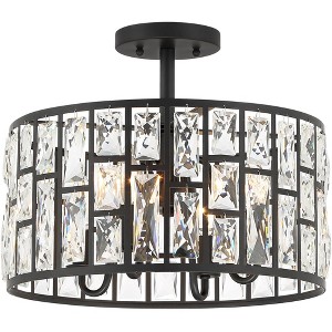 Vienna Full Spectrum Modern Ceiling Light Semi Flush Mount Fixture 15" Wide Matte Black 4-Light Crystals Shade for Bedroom Kitchen - 1 of 4