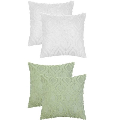 Unique Bargains Patterned Soft Shaggy Plush Faux Fur Throw Pillow Covers Set 4 Pcs