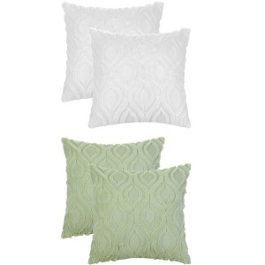 Unique Bargains Patterned Soft Shaggy Plush Faux Fur Throw Pillow Covers Set 4 Pcs - 1 of 4
