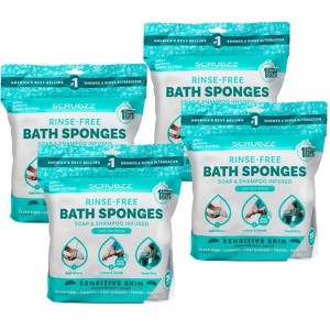 Scrubzz No Rinse Bath Wipes for Adults Bathing, Adult Rinse Free Bath Sponges - Disposable - 1 of 4