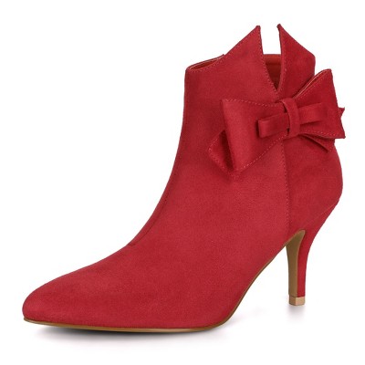 Allegra K Women's Stiletto Heel Pointed Toe Bow Ankle Boot