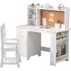 Kids Desk and Chair Set, Wooden Study Table with Storage Shelf, Bulletin Board, Children School Learning Desk Set, Writing Table for Boys and Girls - 2 of 4