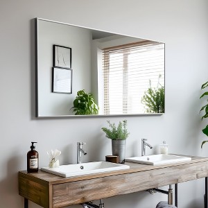 SpassWay Metal Bathroom/Vanity Mirror Modern Accent Mirror for Living Room Bathroom Bedroom Entryway Black/Gold/Silver - 1 of 4