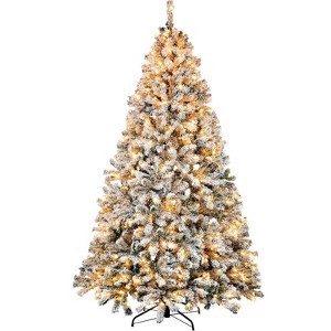 SUGIFT 6ft Pre-Lit Artificial Christmas Tree with 1000 Snow Flocked Branches Tips and 250 LED Lights - 1 of 4