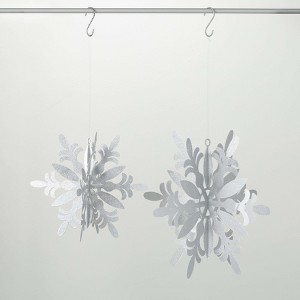14"H & 10.5"H Sullivans Silver 3D Snowflake Christmas Ornaments Set of 2 Christmas Tree Decor - 1 of 2