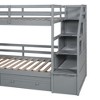 PAGED Twin over Twin Bunk Bed Castle Shaped Metal Bed Frame with Wardrobe and Storage Stairs for Bedroom - 3 of 4