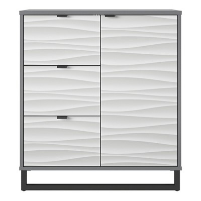 Monterey 1 Door / 3 Drawer Accent Cabinet, Faux Wave Pattern with Graphite