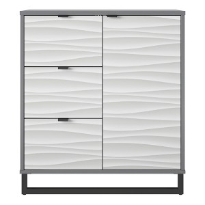 Monterey 1 Door / 3 Drawer Accent Cabinet, Faux Wave Pattern with Graphite - 1 of 4