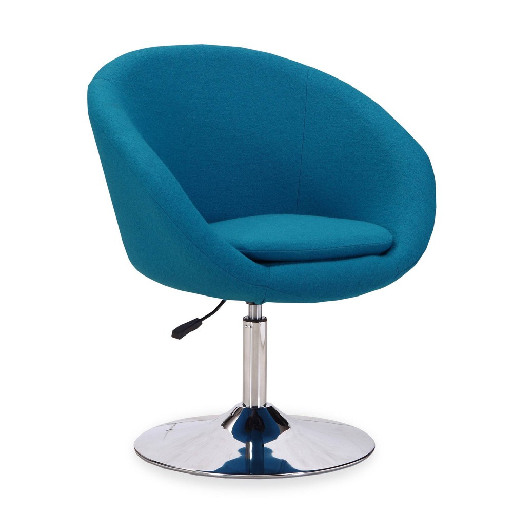 Photos - Coffee Table Hopper Wool Blend Adjustable Height Chair Blue - Manhattan Comfort: Swivel, for Home Office & Dorm Use
