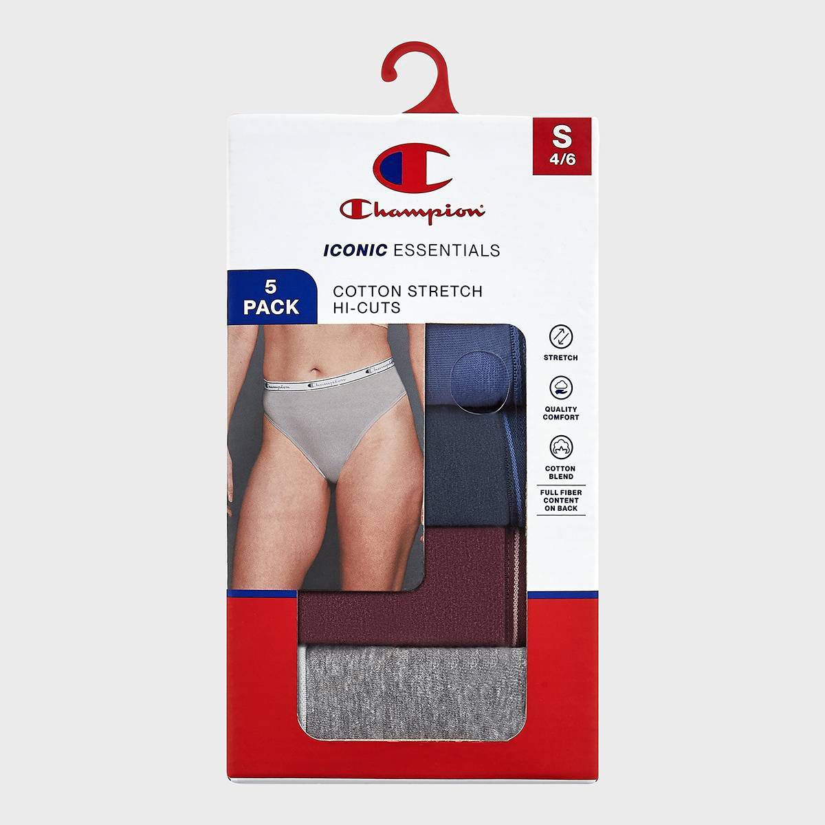 Champion Women's 5pk Cotton Stretch Iconic Essentials Hi-Cut Underwear - thumbnail 6