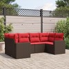 vidaXL 6 Piece Patio Sofa Set with Cushions Brown and Red Poly Rattan - 2 of 4