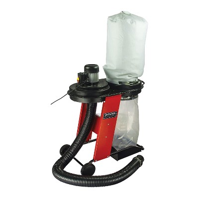 General International Portable 17 Gallon .75 HP 550 Watt Debris Workshop Dust Collector Vacuum with Wheels and Reusable Collection Bag, Red